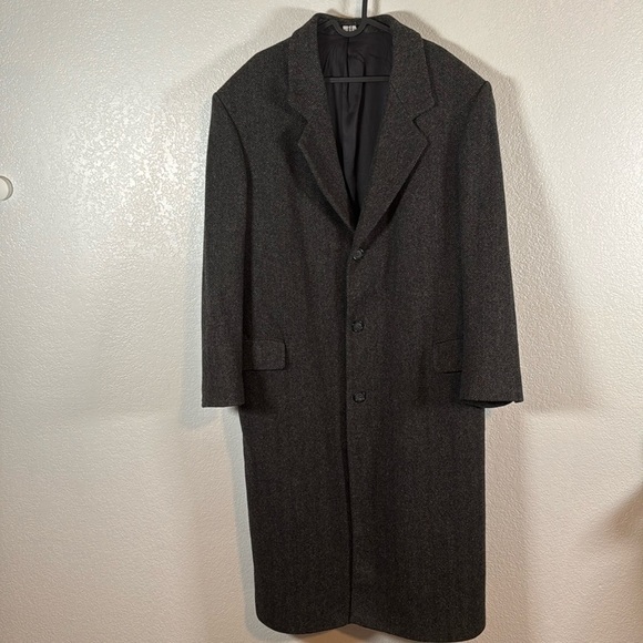 Towncraft Vintage Gray Herringbone Wool Dress Coat 3 Button Size 42 - Picture 1 of 8